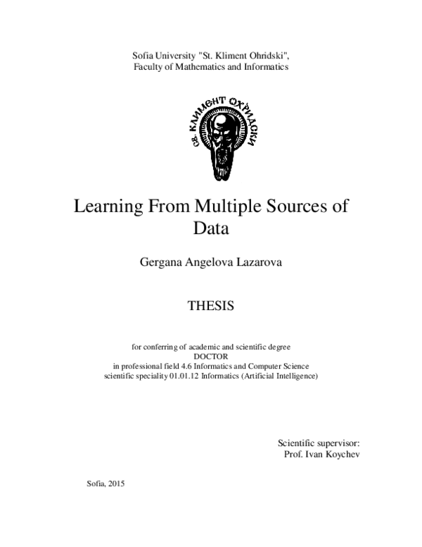 (PDF) Learning From Multiple Sources of Data