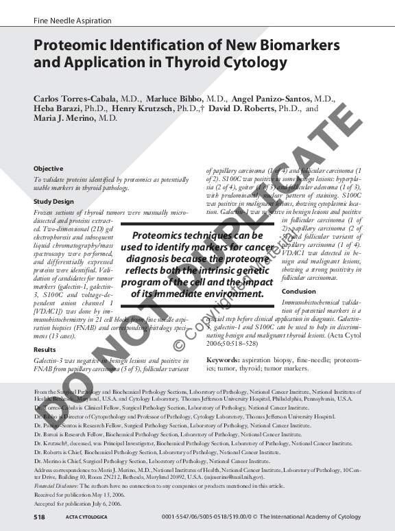 (PDF) Proteomic Identification of New Biomarkers and Application in ...