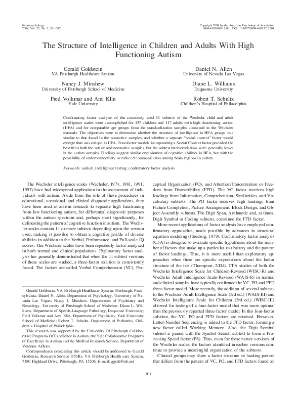 (PDF) The structure of intelligence in children and adults with high ...