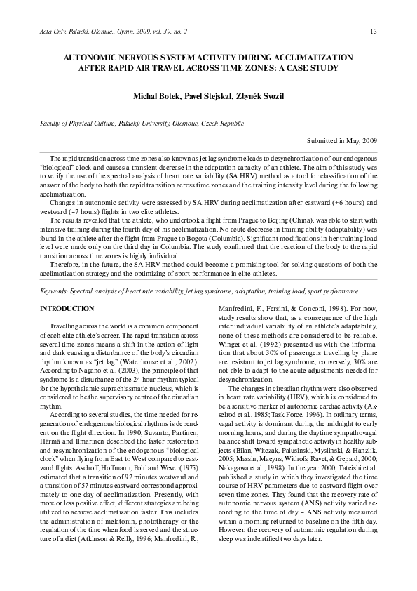 (PDF) Autonomic nervous system activity during acclimatization after ...