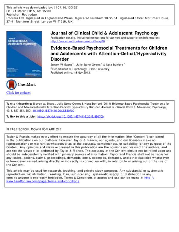 (PDF) Evidence-based psychosocial treatments for children and ...