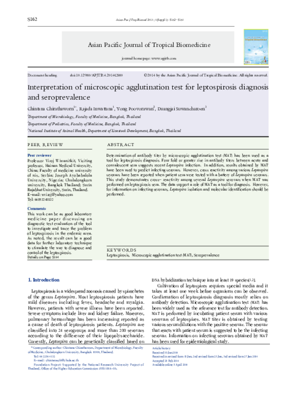 (PDF) Interpretation of microscopic agglutination test for ...