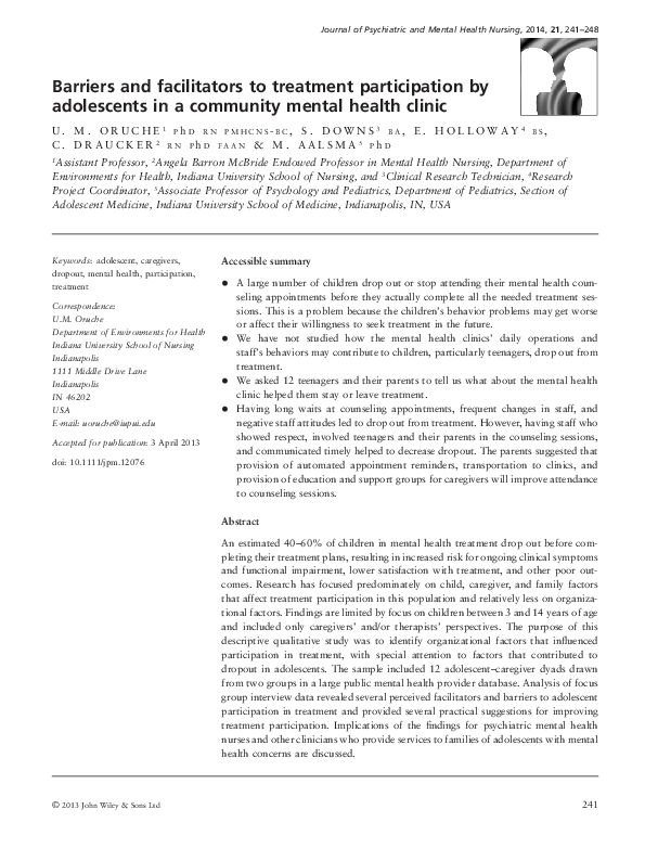 (PDF) Barriers and facilitators to treatment participation by ...