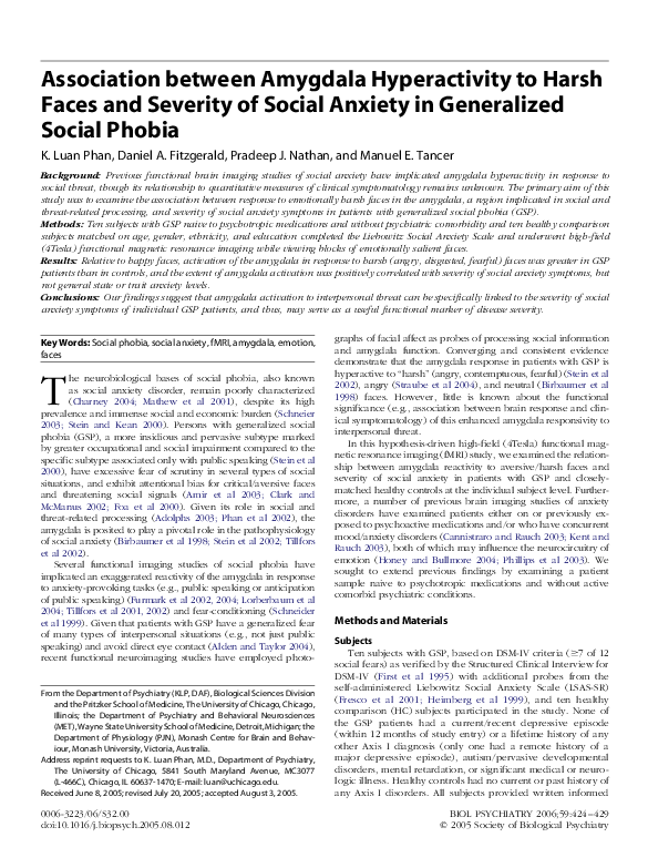 (PDF) Amygdala activation and its functional connectivity during ...