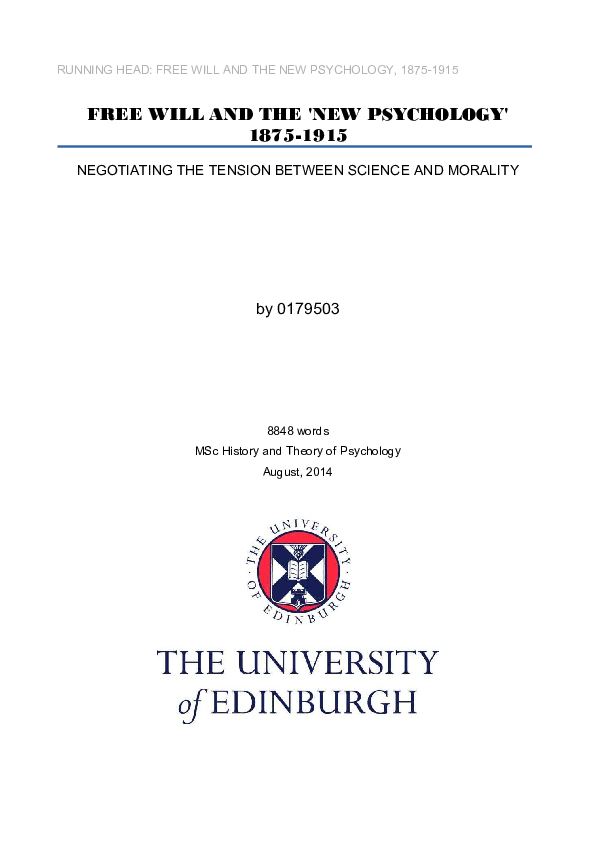(PDF) The making of free will: History, discourse analysis, and the ...