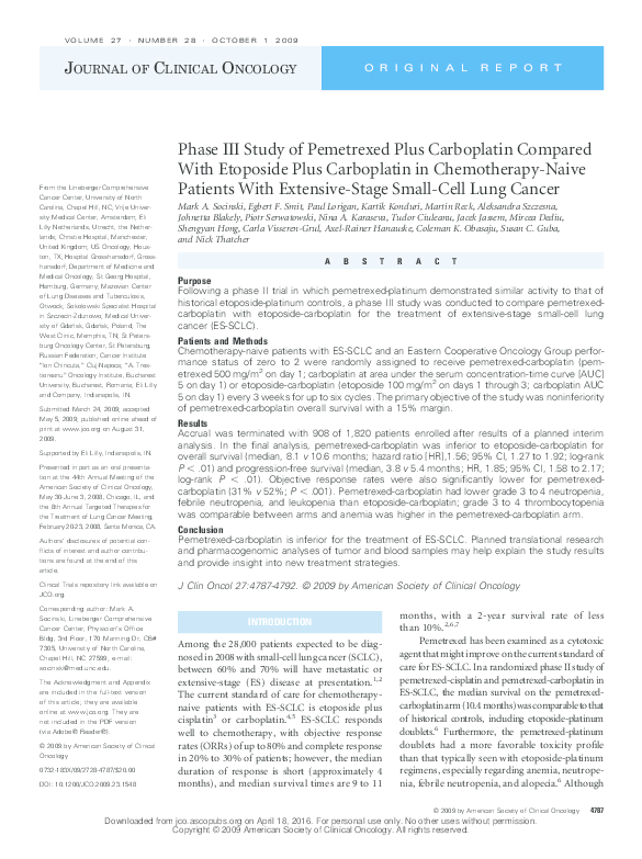 (PDF) Phase III Study of Pemetrexed Plus Carboplatin Compared With ...