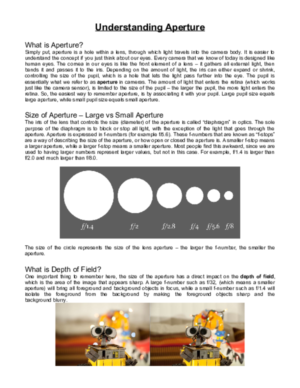 (DOC) Understanding Aperture What is Aperture