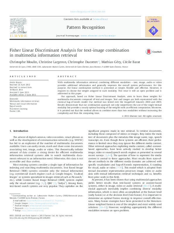 (PDF) Fisher Linear Discriminant Analysis for text-image combination in ...