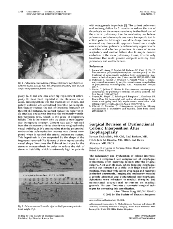 (PDF) Surgical revision of dysfunctional colonic interposition after ...