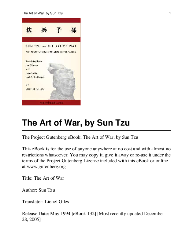 (PDF) The Art of War, by Sun Tzu Title The Art of War Bijoy Doley