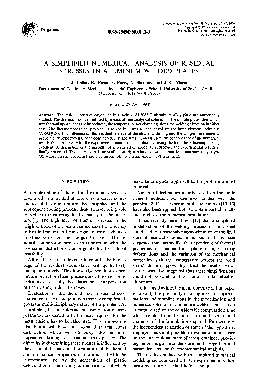 (PDF) A simplified numerical analysis of residual stresses in aluminum ...