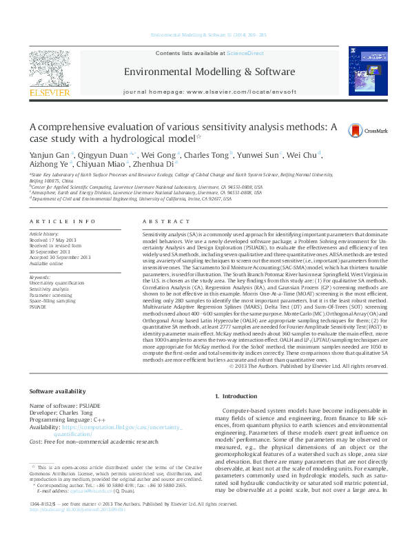 (PDF) A comprehensive evaluation of various sensitivity analysis ...