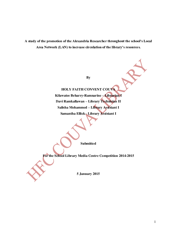(PDF) HFCC SLMC 2015 ACTION RESEARCH - Alexandria Library Management System