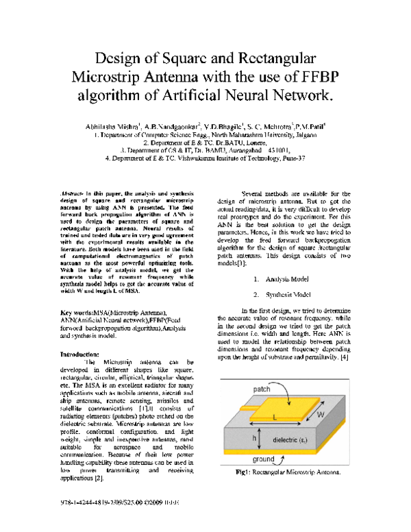 (PDF) Design of square and rectangular microstrip antenna with the use ...