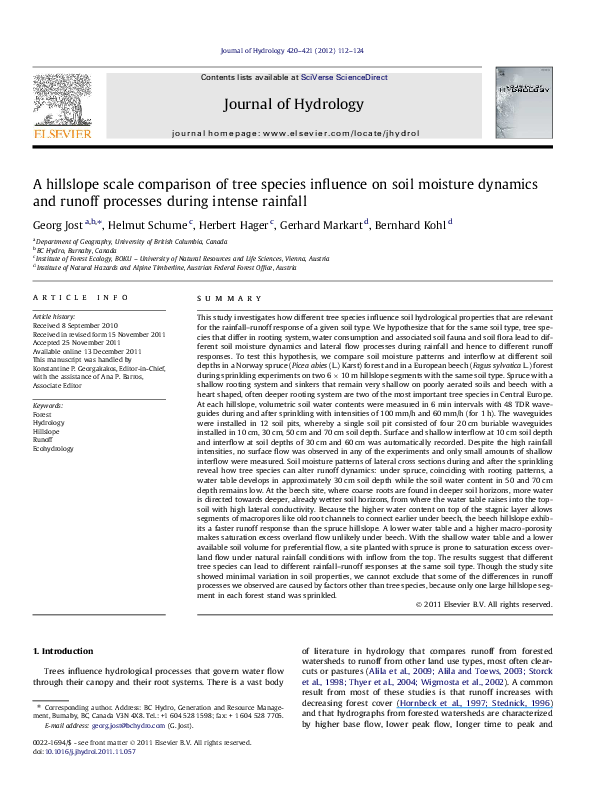 (PDF) A hillslope scale comparison of tree species influence on soil ...