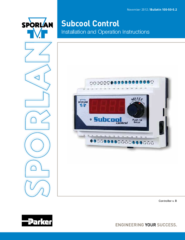 (PDF) Subcool Control Installation and Operation Instructions