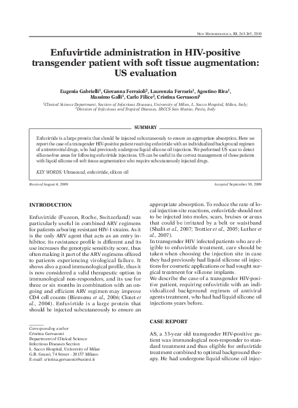(PDF) Enfuvirtide administration in HIV-positive transgender patient ...
