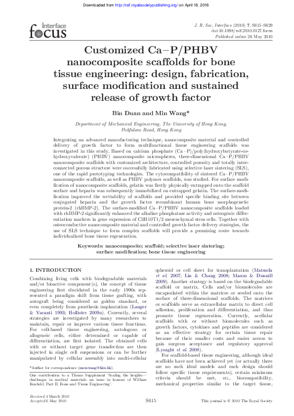 (PDF) Nano-composite scaffolds for bone tissue engineering containing ...