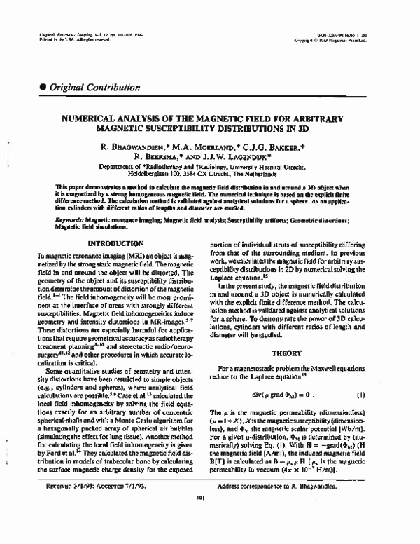 (PDF) Numerical analysis of the magnetic field for arbitrary magnetic ...