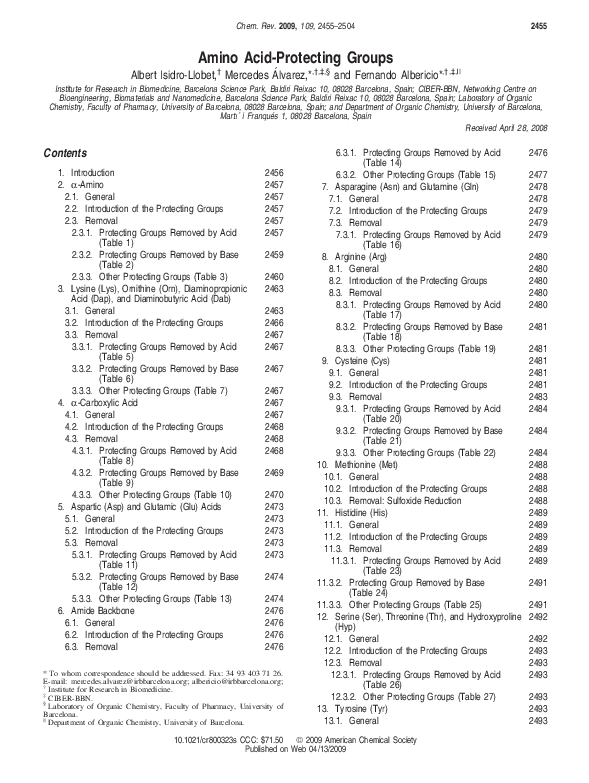 (PDF) ChemInform Abstract Amino AcidProtecting Groups Mercedes