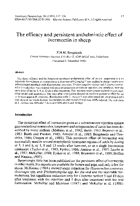 (PDF) The efficacy and persistent anthelmintic effect of ivermectin in ...