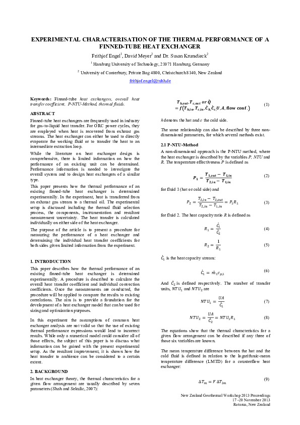 (PDF) Experimental Characterization of the Thermal Performance of a ...