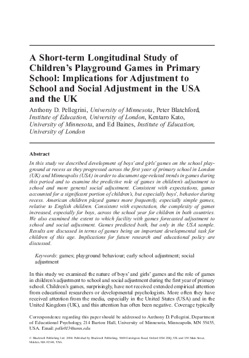 (PDF) A Short-term Longitudinal Study of Children's Playground Games in ...