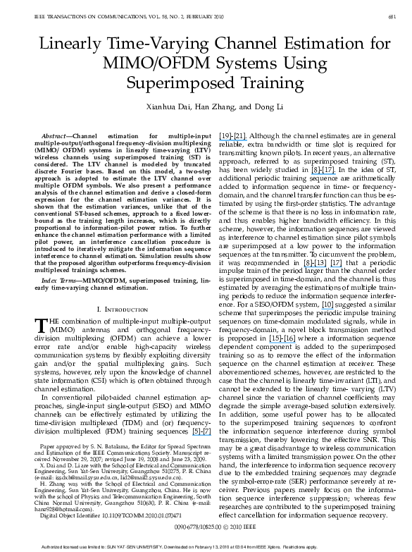 (PDF) Time-Varying Channel Estimation for MIMO OFDM Systems