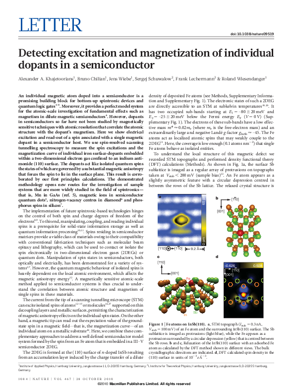 (PDF) Detecting excitation and magnetization of individual dopants in a ...