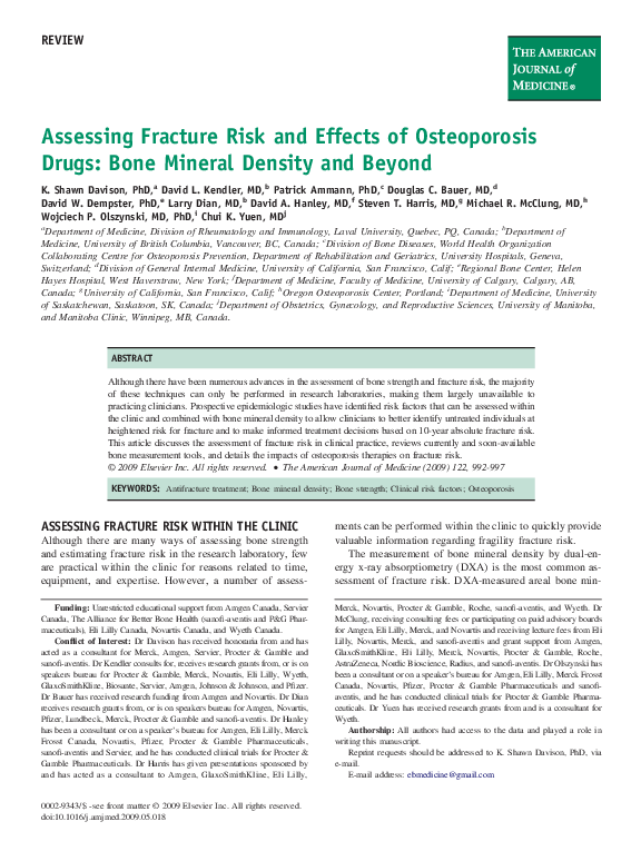 (PDF) Assessing Fracture Risk and Effects of Osteoporosis Drugs: Bone ...