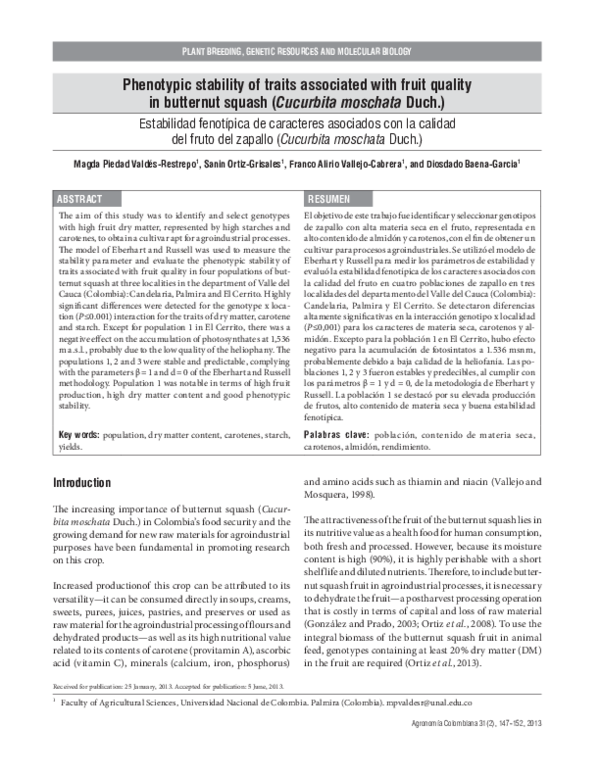 (PDF) Phenotypic stability of traits associated with fruit quality in ...
