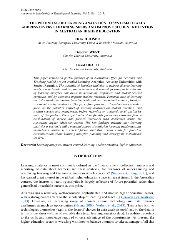 (PDF) The potential of learning analytics to systematically address ...