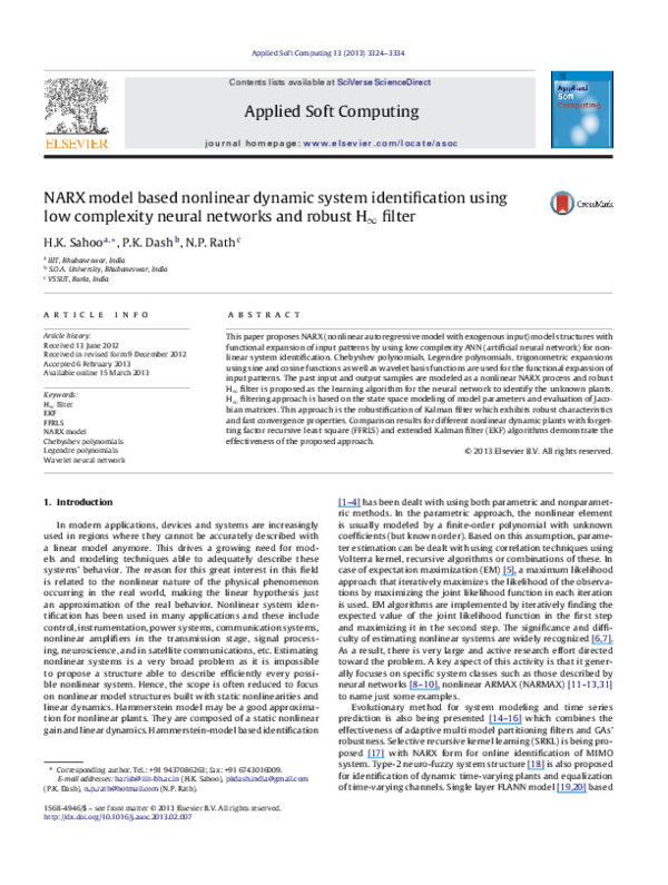 (PDF) NARX model based nonlinear dynamic system identification using ...