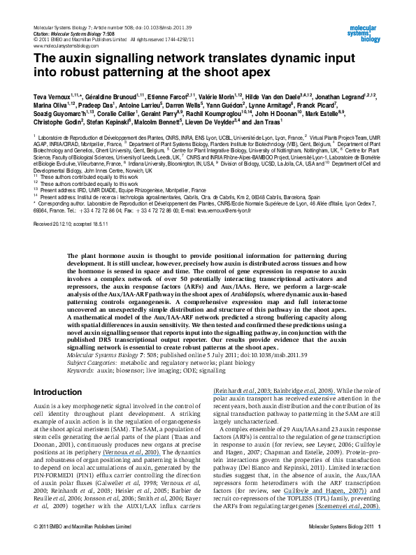 (PDF) The auxin signalling network translates dynamic input into robust ...