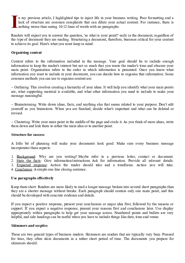 (DOC) Writing Emails in business