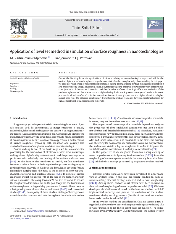 (PDF) Application of level set method in simulation of surface ...
