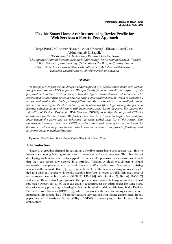(PDF) Flexible smart home architecture using device profile for web