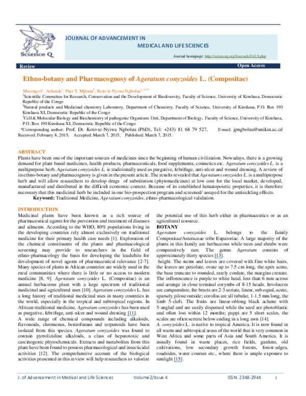 literature review on ageratum conyzoides literature review on ageratum conyzoides
