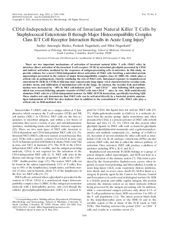 (PDF) CD1d-Independent Activation of Invariant Natural Killer T Cells ...