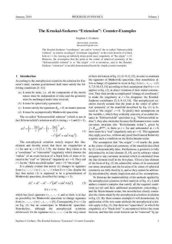 (PDF) The KruskalSzekeres "Extension" CounterExamples Stephen J
