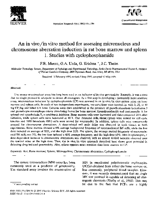 (PDF) An in vivo/in vitro method for assessing micronucleus and ...
