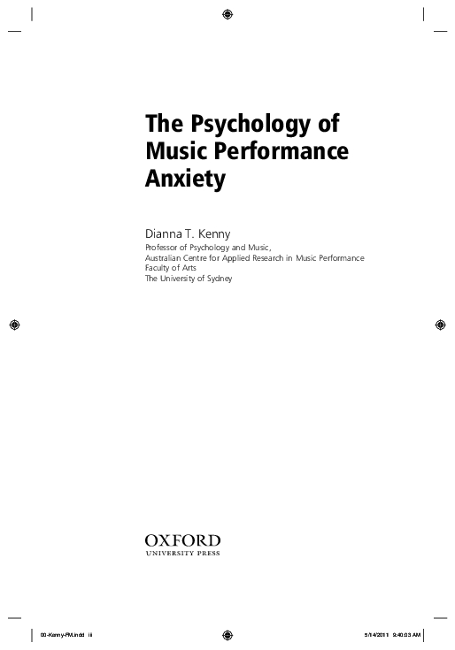 PDF) The Psychology of Music Performance Anxiety - Defining music