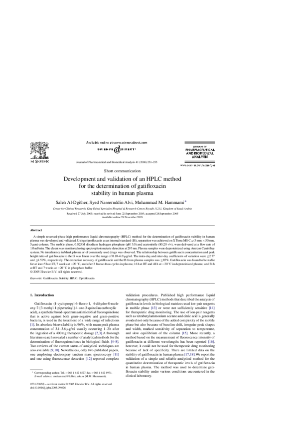 (PDF) Development and validation of an HPLC method for the ...