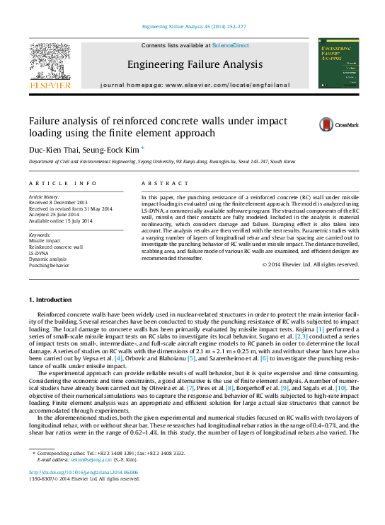 (PDF) Failure analysis of reinforced concrete walls under impact ...