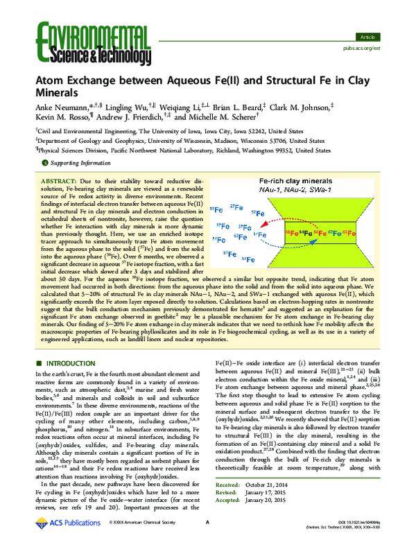 (PDF) Atom Exchange between Aqueous Fe(II) and Structural Fe in Clay ...