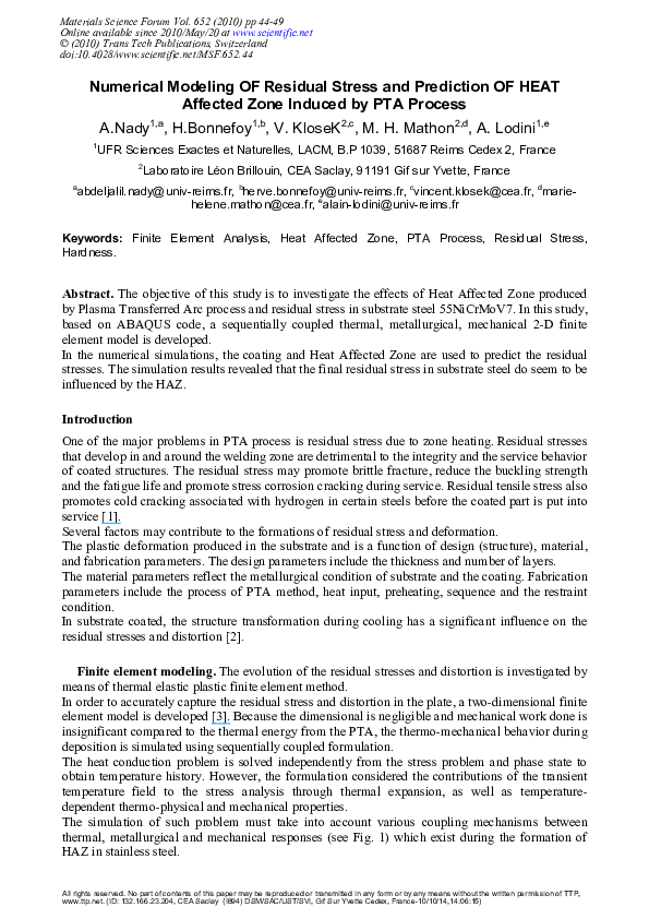 (PDF) Numerical Modeling of Residual Stress and Prediction of Heat ...