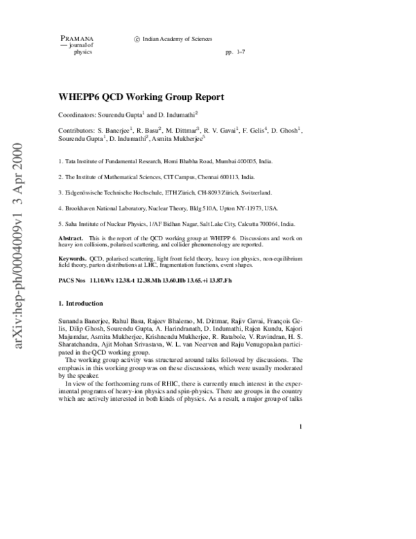 (PDF) QCD Working Group Report