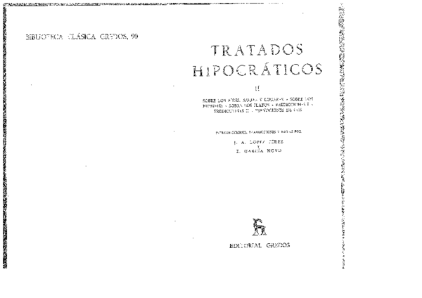 Tratados Hipocraticos Sobre Los Aires Aguas Y Lugares