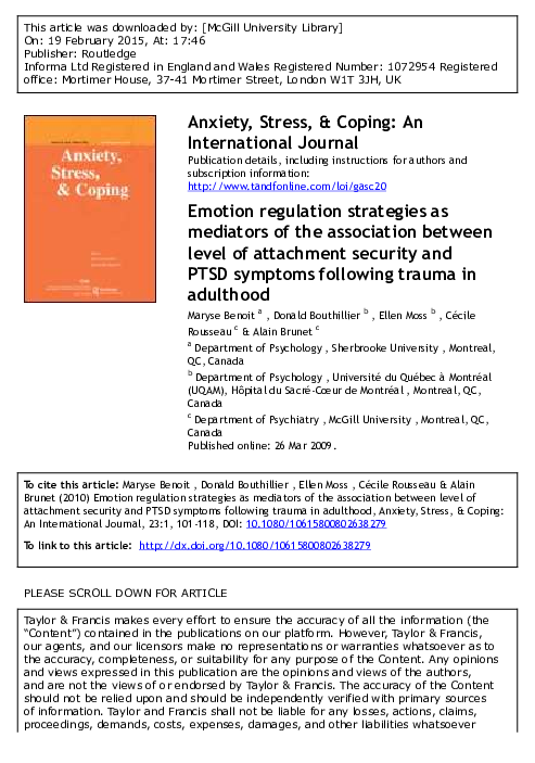 (PDF) Emotion regulation strategies as mediators of the association ...