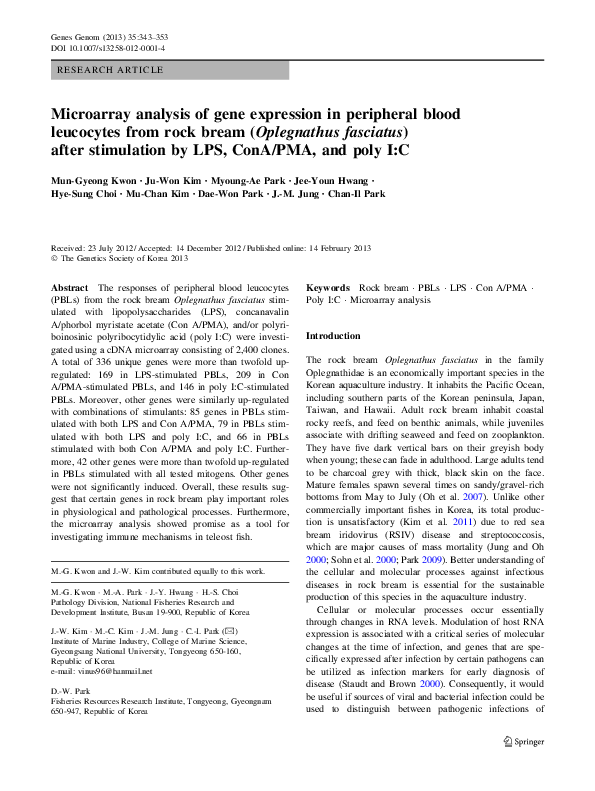 (PDF) Microarray analysis of gene expression in peripheral blood ...